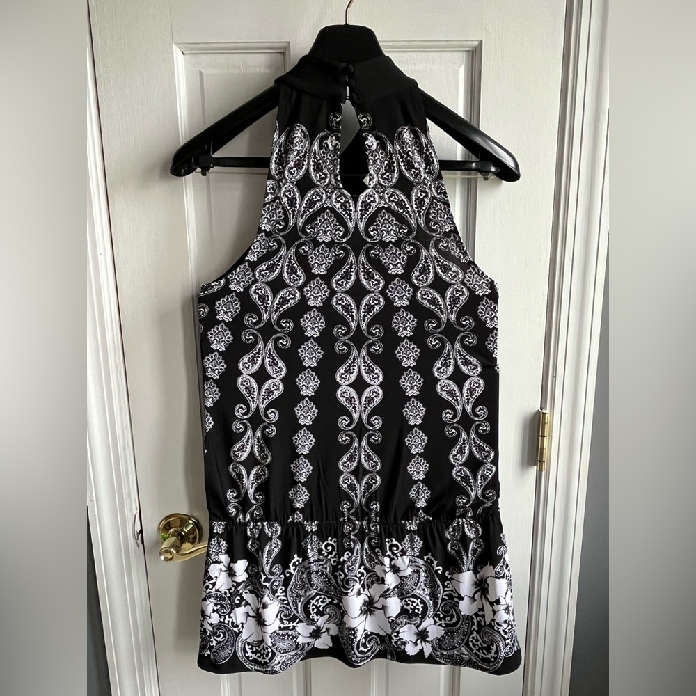 Vintage White House Black Market casual  cross neck mini dress Size XS